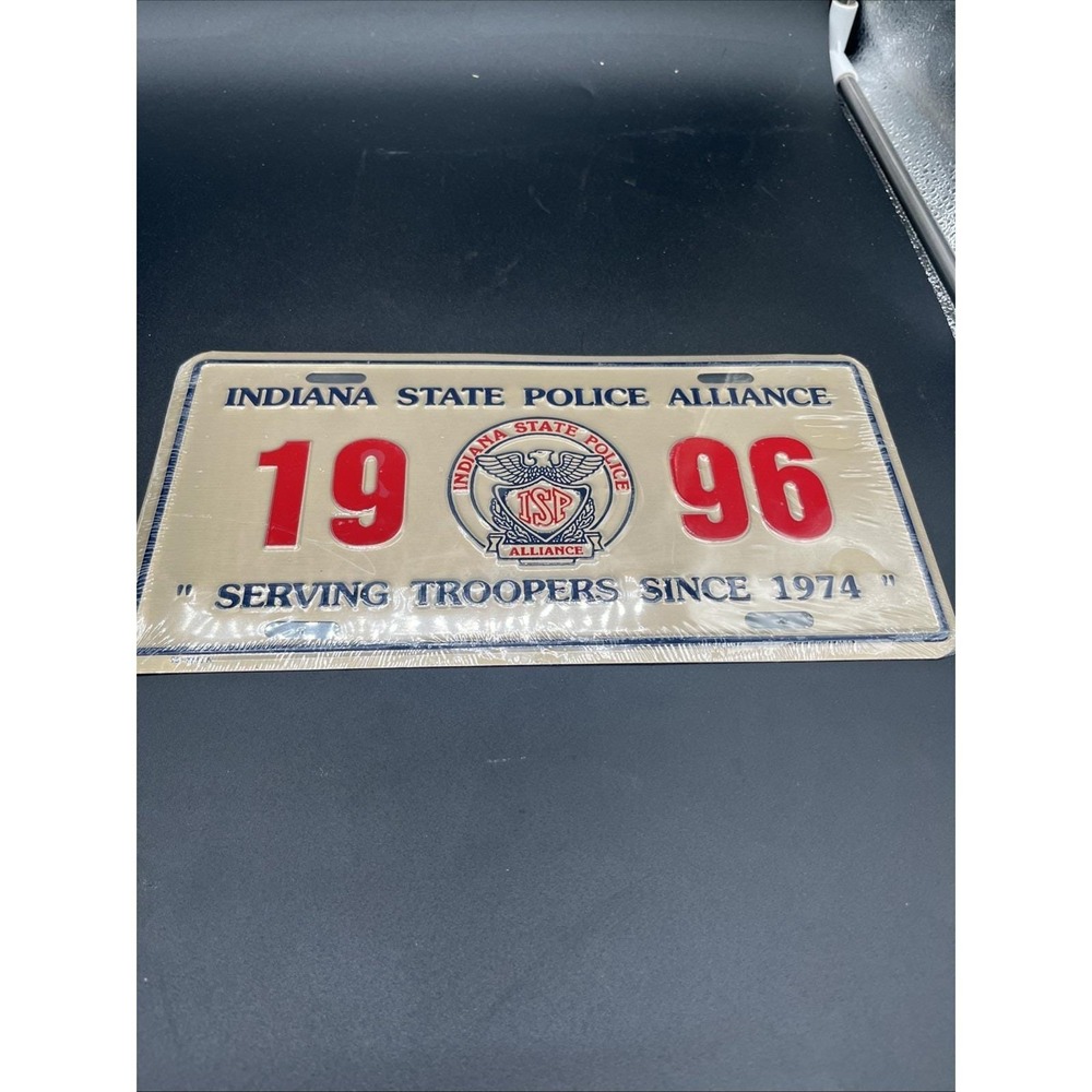 Indiana State Police Alliance 1990's 1996 License Plate Sealed